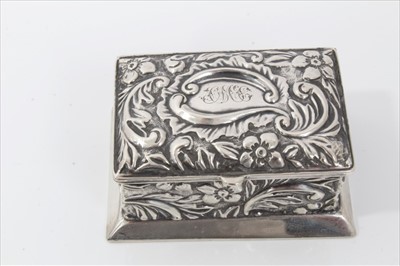 Lot 3401 - Six Edwardian and later silver matchbox holders , silver stamp box, inkwell and silver locket