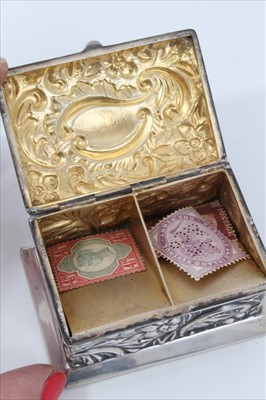 Lot 3401 - Six Edwardian and later silver matchbox holders , silver stamp box, inkwell and silver locket