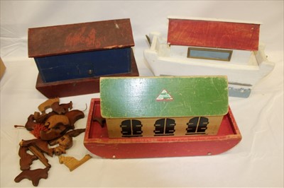 Lot 2892 - Three wooden Noah's Arks with a good quantity of wooden animals and toys.