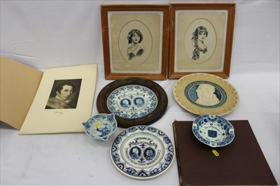 Lot 3783 - Group of 20th century commemorative Dutch Delft china, to include unusual handpainted deign on papier for a Delft pl;ate commemorating De Ruyter, New York, founded by Jan Lincklaen 1798, signed J....