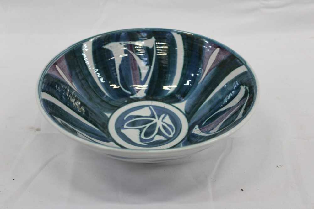 Lot 62 - Alan Caiger-Smith (b.1930) art pottery bowl with blue and green glaze, signed to base, 23cm diameter