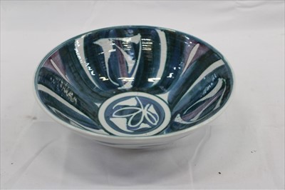 Lot 2199 - Alan Caiger-Smith (b.1930) art pottery bowl with blue and green glaze, signed to base, 23cm diameter