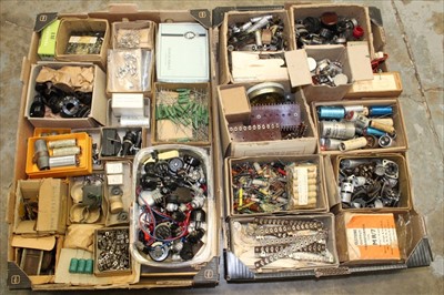 Lot 3823 - Large quantity of vintage radio/amplifier parts and spares (2 boxes)