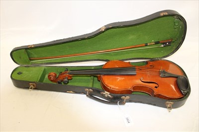 Lot 3824 - Violin and bow in case