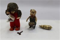 Lot 2790 - German tinplate clockwork pig, Schuco drummer...