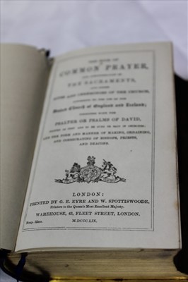 Lot 2464 - Unusual Victorian book of Common Prayer with fore-edge panting of a Tudor House, Eyre & Spottiswoode 1859, brass and velvet mounted, box case (A.F.)