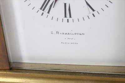 Lot 3843 - Good quality large brass cased carriage clock with enamel dial signed Barraclough and repeating movement