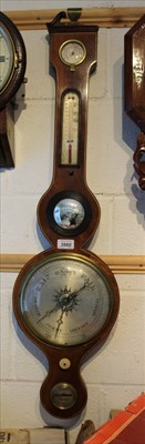 Lot 3860 - Nineteenth century inlaid mahogany cased barometer/thermometer