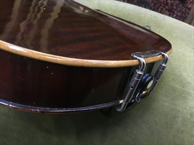 Lot 3861 - Old violin bearing label - The Paganini Special Orchestral Violin Fecit In Saxony,  Anno, with bow in fitted case