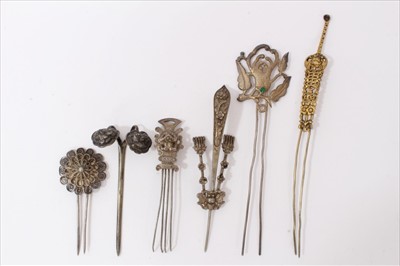 Lot 3488 - Six Chinese hair ornaments various