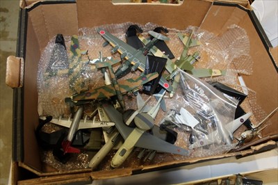 Lot 340 - Aircraft two boxes with die cast models and stands