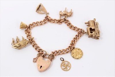 Lot 3192 - Gold 9ct charm bracelet