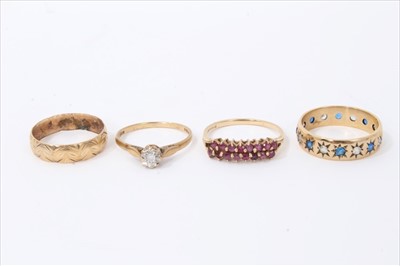 Lot 3193 - Four gold 9ct dress rings