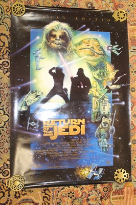 Lot 2488 - Star Wars memorabilia, including trilogy poster with signed mount, other posters for Star Wars and Sci-Fi, varies other ephemera