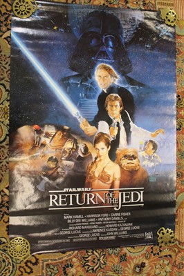 Lot 2488 - Star Wars memorabilia, including trilogy poster with signed mount, other posters for Star Wars and Sci-Fi, varies other ephemera