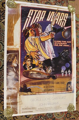 Lot 2488 - Star Wars memorabilia, including trilogy poster with signed mount, other posters for Star Wars and Sci-Fi, varies other ephemera