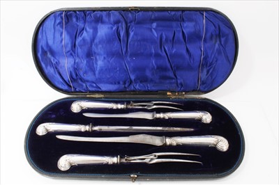 Lot 3755 - Silver handled Carving set in fitted case