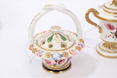 Lot 28 - Collection of eight early 19th century English porcelain pot pourri, including Worcester, Crown Derby, Spode and Coalport, variously decorated with flowers, landscapes, etc (8)