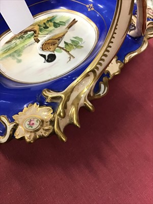 Lot 33 - Unusual early 19th century English porcelain dessert dish, with a painted scene titled on the reverse 'The Visit of Dr Syntax to Widow Hopeful at York', and an early 19th century English porcelain...