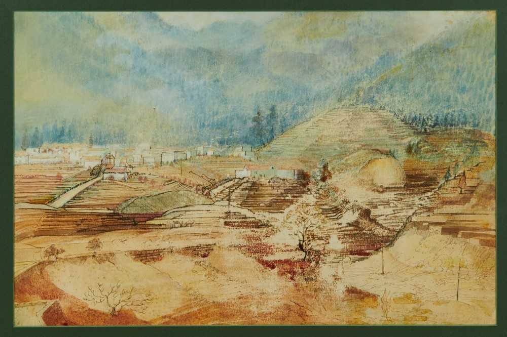 Lot 1114 - *Tom Keating watercolour in the manner Samuel Palmer, ex. Layer Marner Sale