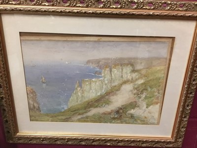 Lot 159 - J Harris - watercolour, Cliff scene