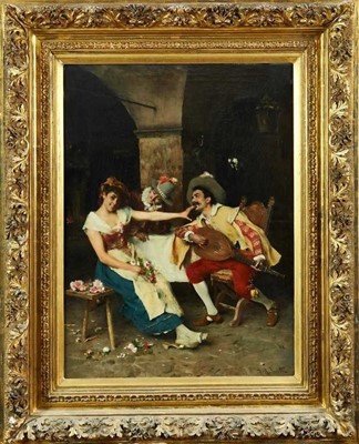 Lot 1301 - Frederick Andreotti (1847-1930) oil on canvas - Serenade, 68 x 50cm