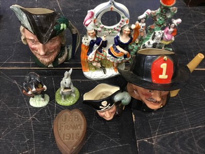 Lot 147 - Group of Doulton and Beswick ceramics, WW1 trench art box and cover, Staffordshire items
