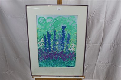 Lot 1116 - Jean-Marie Toulgouat (1927-2005) oil on board - Delphiniums, Giverny