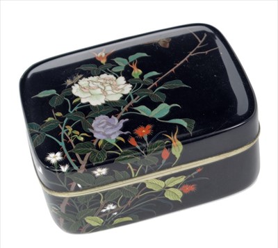 Lot 651 - Late 19th Japanese cloisonné box and cover