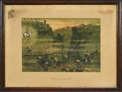 Lot 923 - Snaffles, Charles Johnson Payne (1884-1967) signed print - That far, far-away Echo, (without fox) with Snaffle blindstamp, in glazed frame