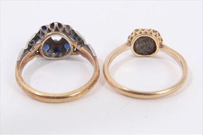 Lot 50 - 18ct gold diamond cluster ring and 18ct gold sapphire cluster ring (2)