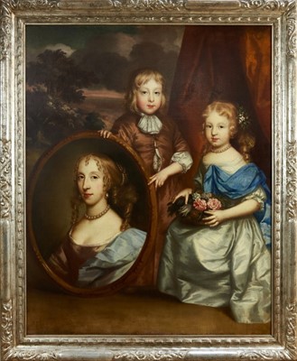 Lot 1060 - Circle of Sir Peter Lely (1618 - 1680) Portrait of Susanna, Lady Dormer and her Children, William and Susanna