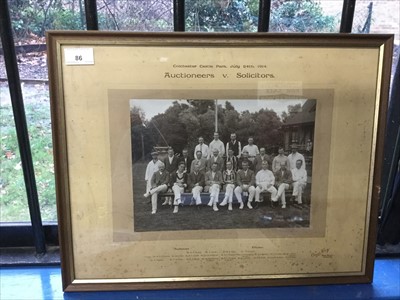 Lot 86 - First World War period framed photo Colchester Auctioneers V Solicitors cricket match