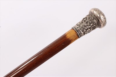 Lot 749 - 19th century Chinese silver topped cane