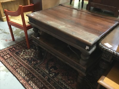 Lot 802 - Two Eastern hardwood coffee tables with iron mounts