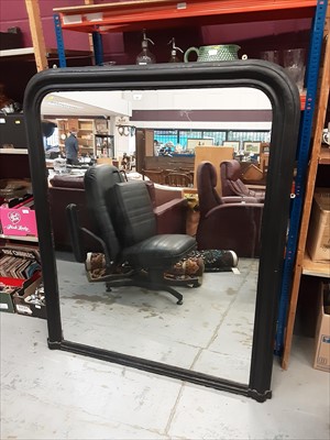 Lot 931 - Large Victorian over mantle mirror with black painted frame