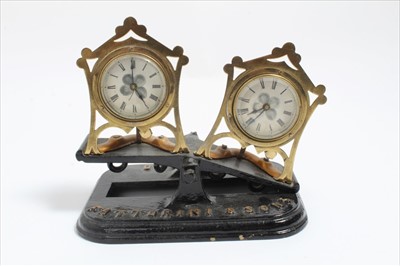 Lot 1850 - Rare early 20th century wrought iron and brass chess clock / timer by Fattorini & Sons