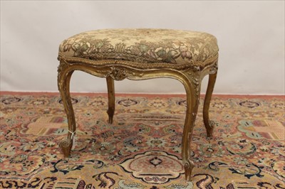 Lot 1338 - 19th century French giltwood footstool