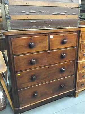 Lot 862 - Victorian mahogany chest of two short and three drawers