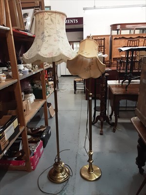 Lot 908 - Two brass standard lamps