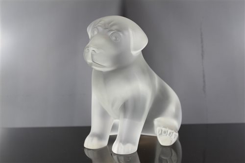 Lot 2014 - Lalique crystal model dog - Sitting puppy,...