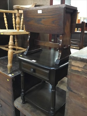 Lot 881 - Ercol bedside table with draw and small drop leaf table