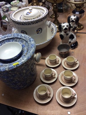 Lot 437 - Susie Cooper coffee set, pair of spaniels, two wash sets