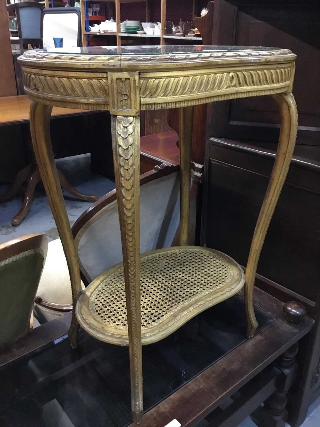 Lot 884 French kidney shaped giltwood side table