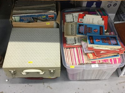 Lot 54 - 1960s picnic set, 1960s record player and quantity of LP records and a box of ordinance survey maps