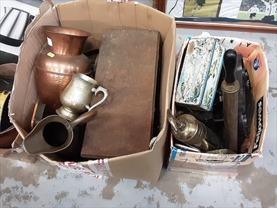 Lot 544 - Pair Victorian Kitchen scales and lot metal ware