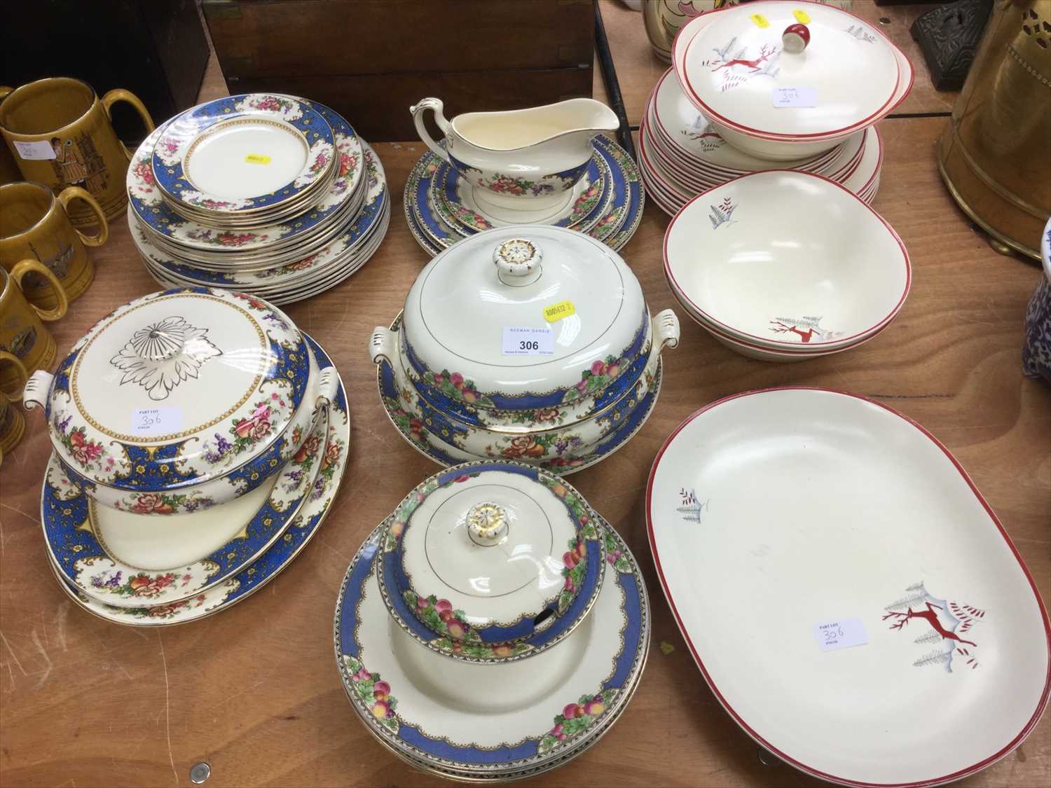 Lot 306 - Three part dinner and tea services,