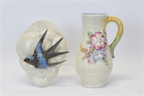 Lot 2021 - Clarice Cliff wall pocket with Swallow in...