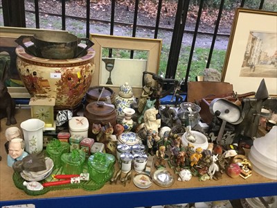 Lot 90 - Large amount of sundries and china, to include Japanese jardiniere and stand, Art Deco glass tray set, etc