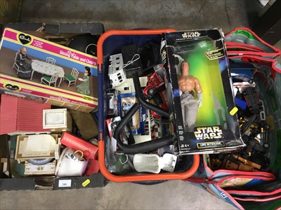 Lot 180 - Three boxes of toys, Scalextric cars and sundries
